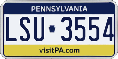 PA license plate LSU3554