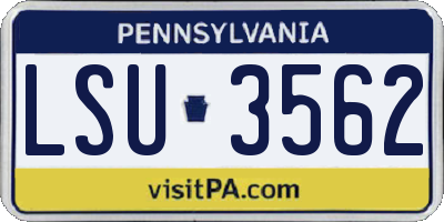 PA license plate LSU3562