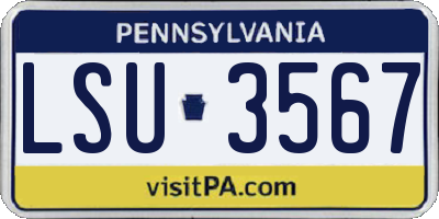 PA license plate LSU3567