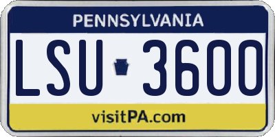 PA license plate LSU3600