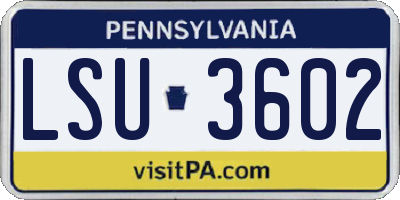 PA license plate LSU3602