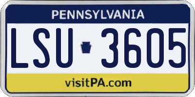 PA license plate LSU3605