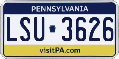 PA license plate LSU3626