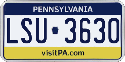 PA license plate LSU3630
