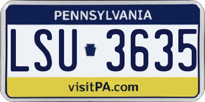 PA license plate LSU3635