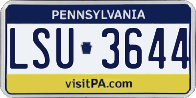 PA license plate LSU3644