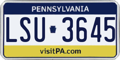 PA license plate LSU3645