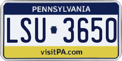 PA license plate LSU3650