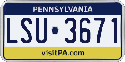 PA license plate LSU3671