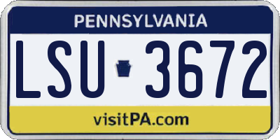 PA license plate LSU3672