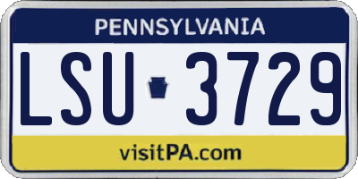 PA license plate LSU3729
