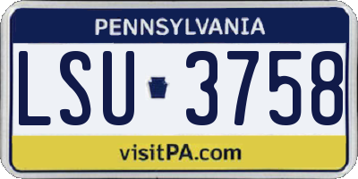 PA license plate LSU3758
