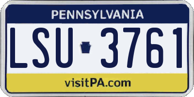 PA license plate LSU3761