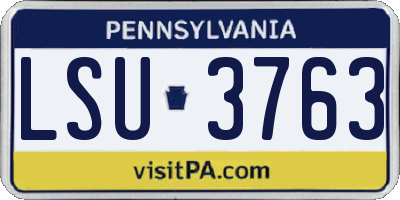 PA license plate LSU3763