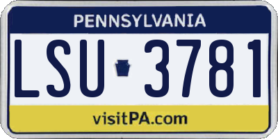 PA license plate LSU3781