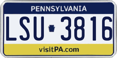 PA license plate LSU3816