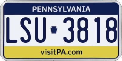 PA license plate LSU3818