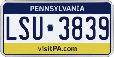 PA license plate LSU3839
