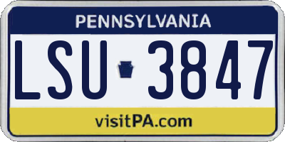 PA license plate LSU3847