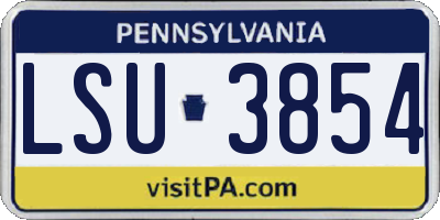 PA license plate LSU3854