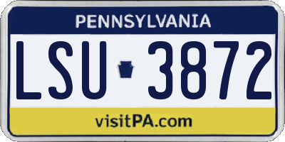 PA license plate LSU3872