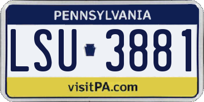 PA license plate LSU3881