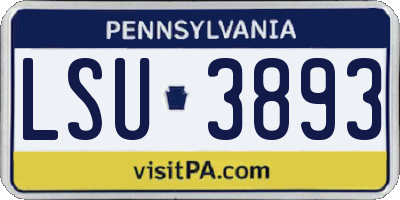 PA license plate LSU3893