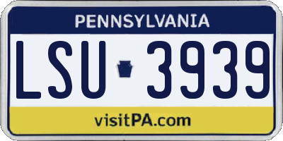 PA license plate LSU3939