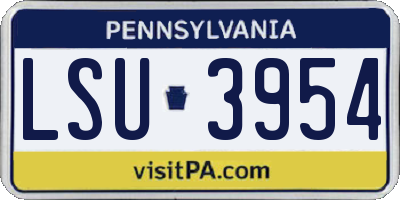 PA license plate LSU3954