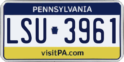 PA license plate LSU3961