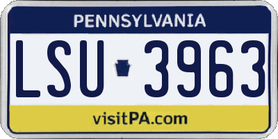 PA license plate LSU3963