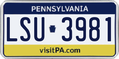 PA license plate LSU3981