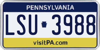 PA license plate LSU3988