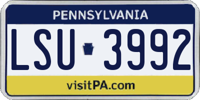 PA license plate LSU3992