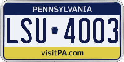 PA license plate LSU4003