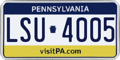 PA license plate LSU4005