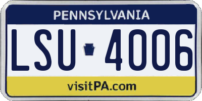 PA license plate LSU4006