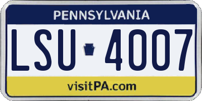 PA license plate LSU4007