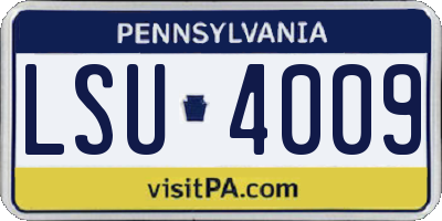 PA license plate LSU4009