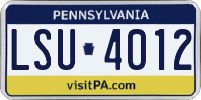 PA license plate LSU4012