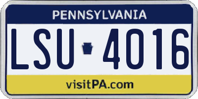 PA license plate LSU4016