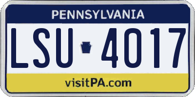 PA license plate LSU4017