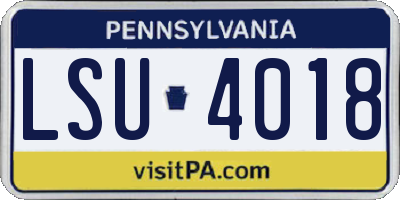 PA license plate LSU4018