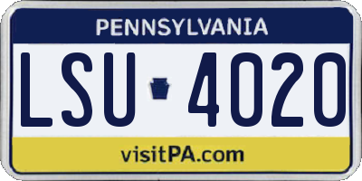 PA license plate LSU4020
