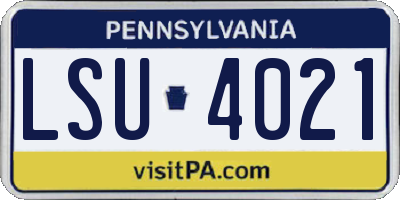 PA license plate LSU4021