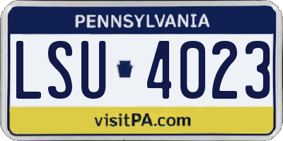 PA license plate LSU4023