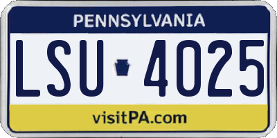 PA license plate LSU4025
