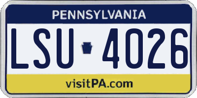 PA license plate LSU4026