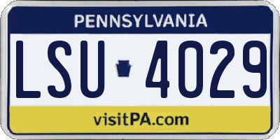 PA license plate LSU4029