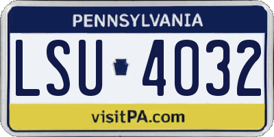PA license plate LSU4032